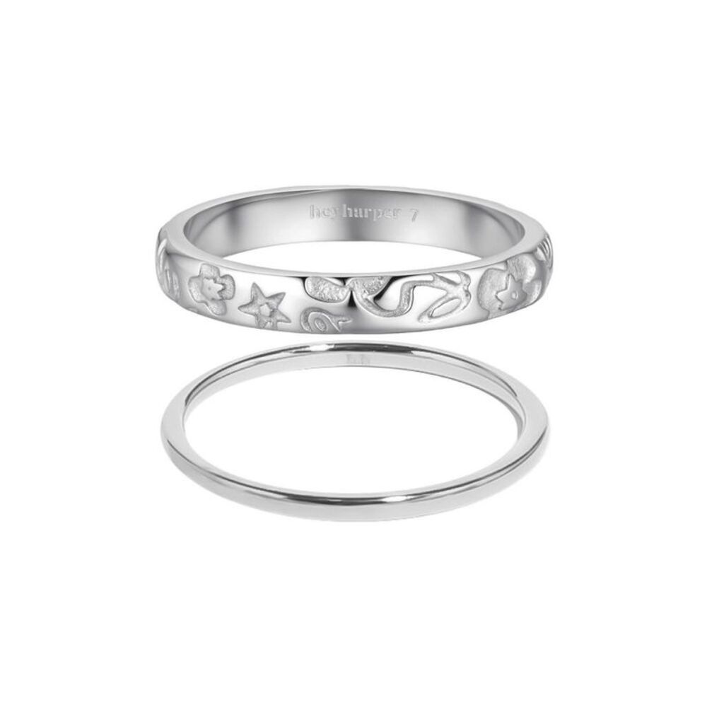 Hey Harper Aurie Ring Set - Silver Size 7